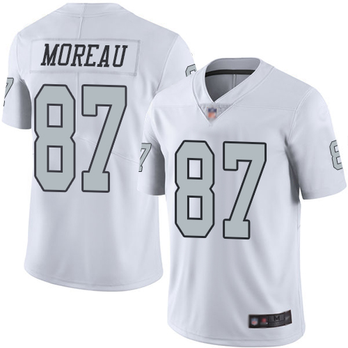 Men Oakland Raiders Limited White Foster Moreau Jersey NFL Football #87 Rush Vapor Untouchable Jersey